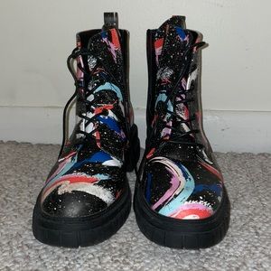 Splatter Paint Combat Boots